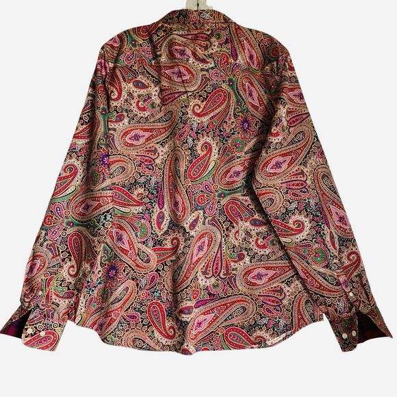Chaps Top Women's XL Paisley Multicolor Shirt Button Up Long Sleeve Glam Chic - Picture 2 of 10